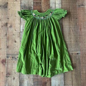 Zuccini Girls Size 4T Smocked Mallard Duck Embroidered Green Corduroy Dress